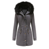 Women's Plush Hooded Mid Length Parka
