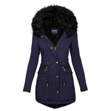 Women's Plush Hooded Mid Length Parka