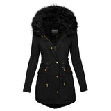 Women's Plush Hooded Mid Length Parka