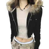 Women's Fur Hooded Short Jacket