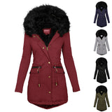Women's Plush Hooded Mid Length Parka