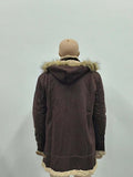 Padded Faux Fur, Faux Leather Jacket Coat Men
