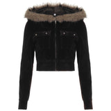 Women's Fur Hooded Short Jacket