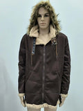 Padded Faux Fur, Faux Leather Jacket Coat Men